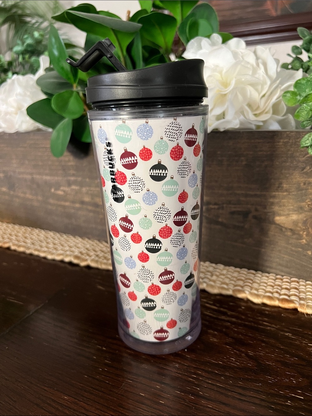 Starbucks Ornament Pattern Travel Tumbler - Red, Mint, Black, Light Blue
